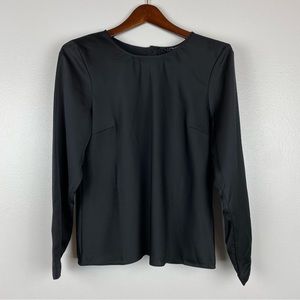 J. Crew Long Sleeve Button Back Top In Everyday Crepe Black Size S NWT